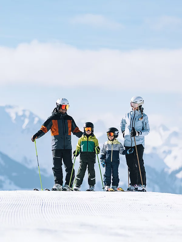 A family skiing