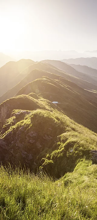 Two hikers on a mountain in Saalbach Hinterglemm