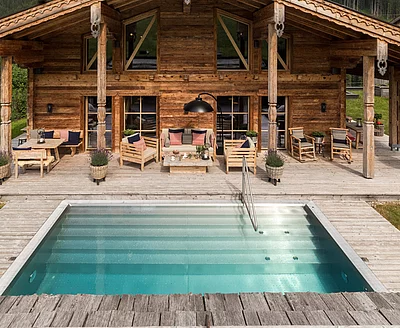 Exterior view of the luxurious Schmiedalm - the chalet in Saalbach Hinterglemm