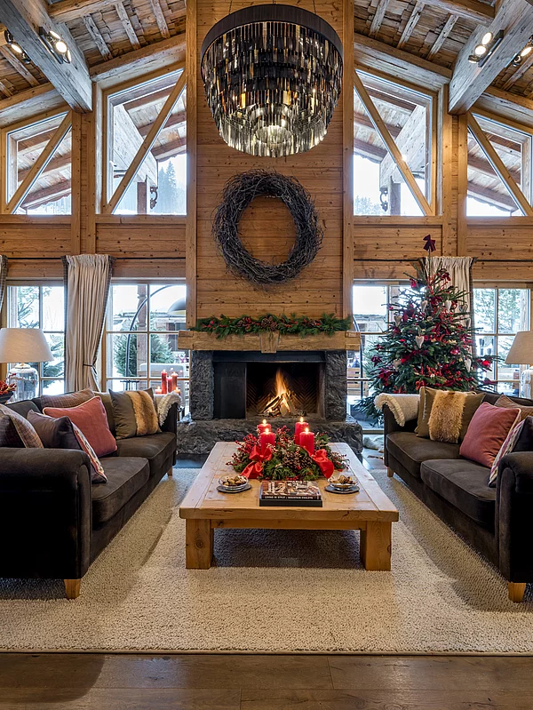 Das stilvolle Wohnzimmer in der Schmiedalm - dem Chalet in Saalbach Hinterglemm